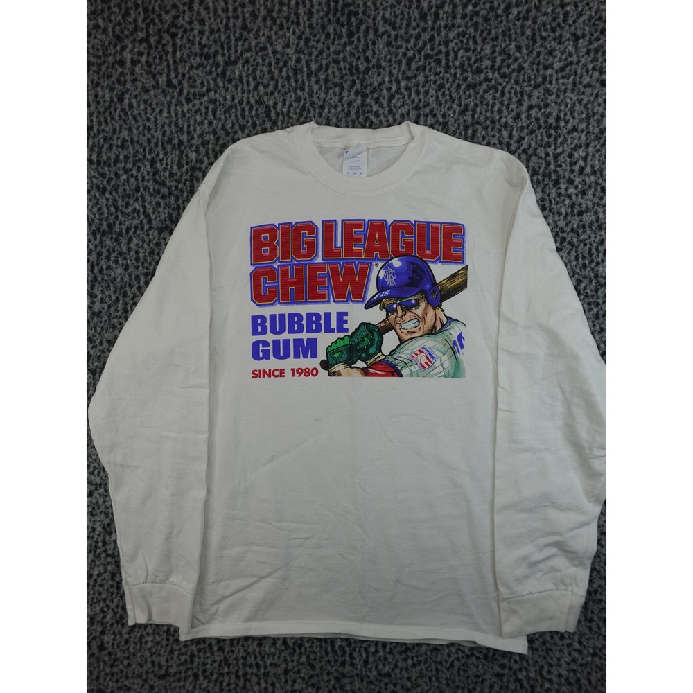 Big League Chew Long Sleeve T-Shirt Mens Medium White Baseball Hall‎ of Fame
